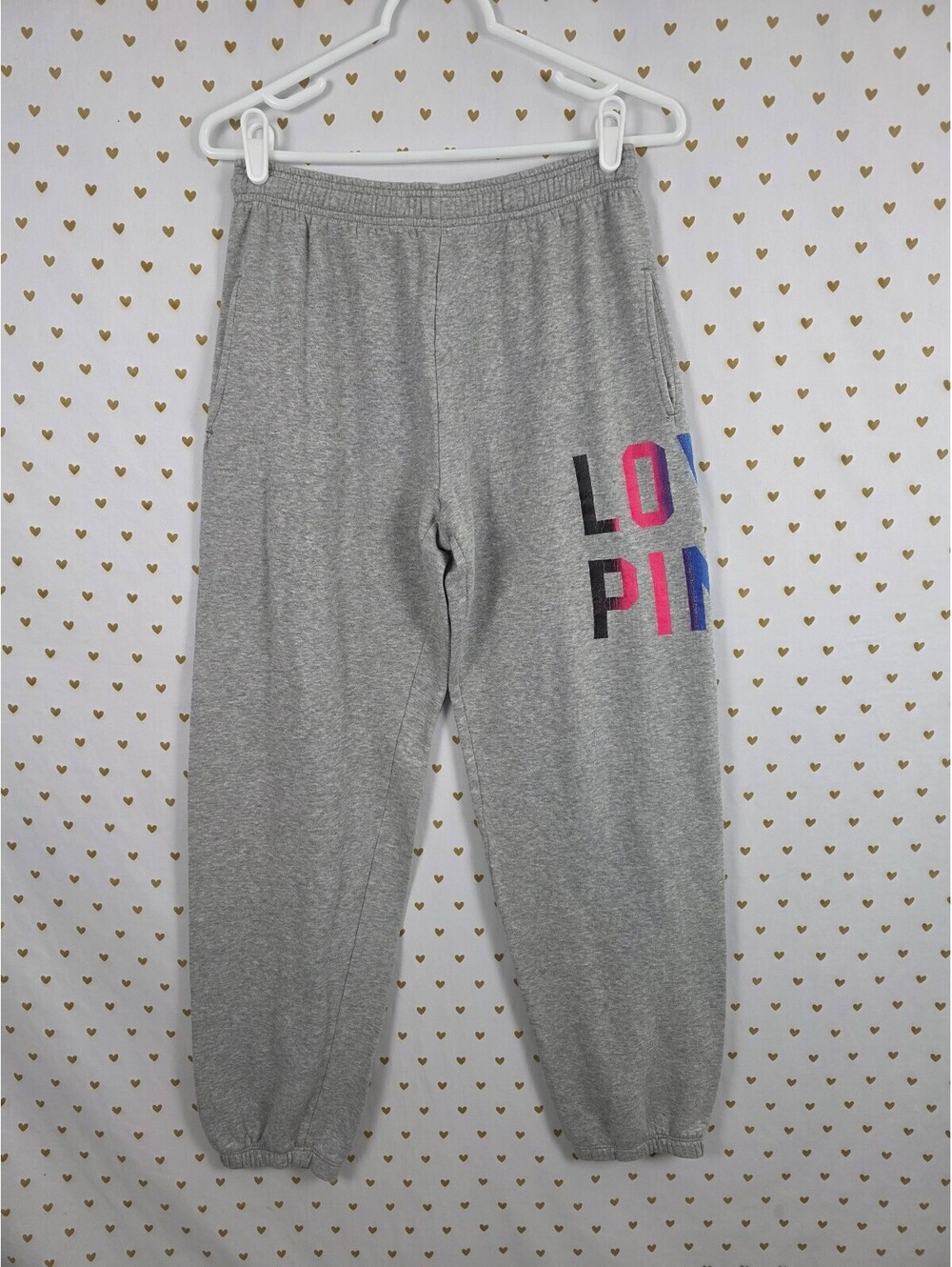Victorias Secret PINK Vintage Rainbow Long Logo Sweats Tapered Y2k XS